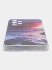 Фиолетовый силиконовый чехол на Samsung Galaxy A52/A52s / Самсунг А52/A52s прозрачный, с рисунком