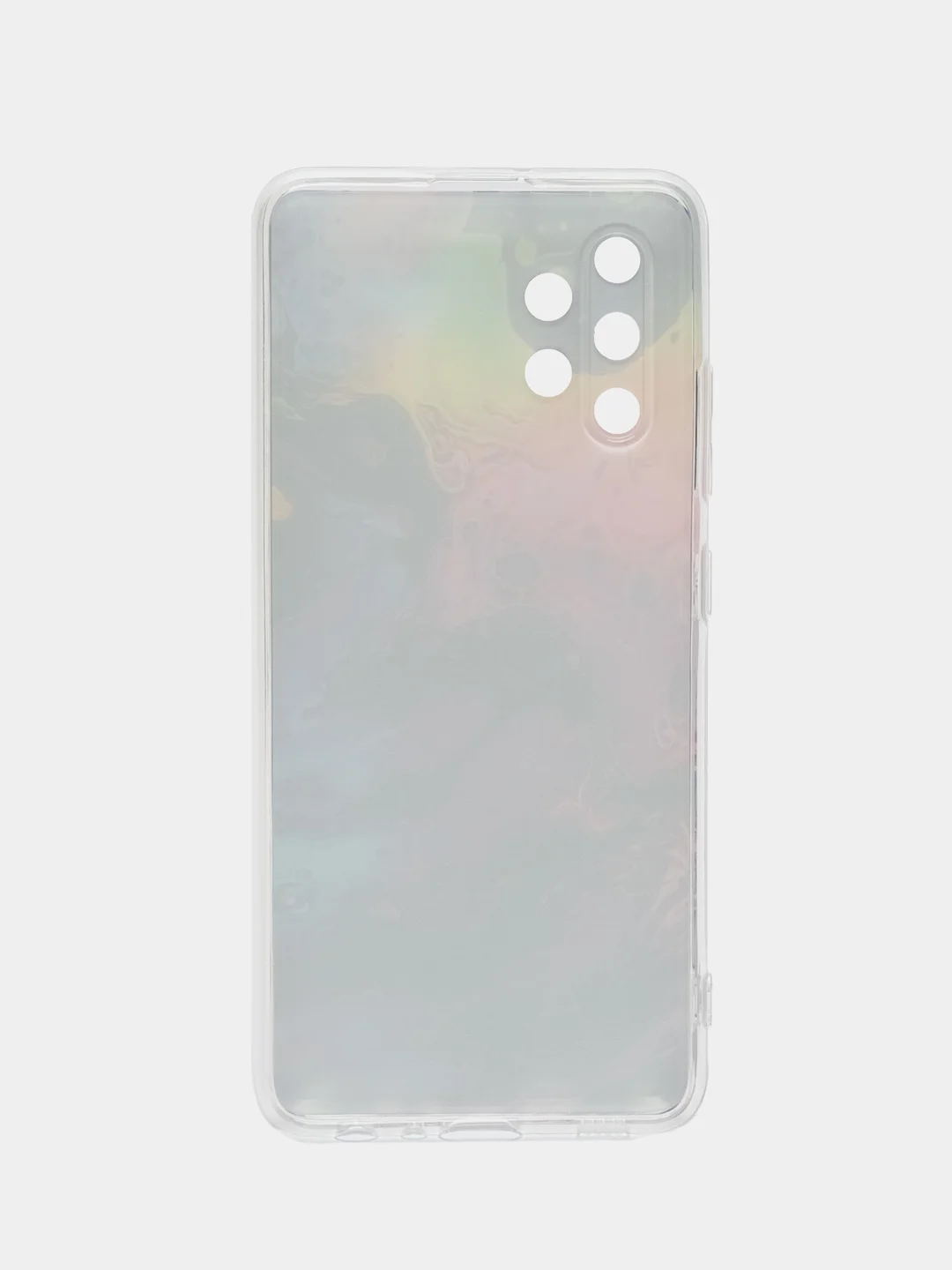 Пурпурный силиконовый чехол на Samsung Galaxy A32 / Самсунг А32 прозрачный с рисунком, защита камеры