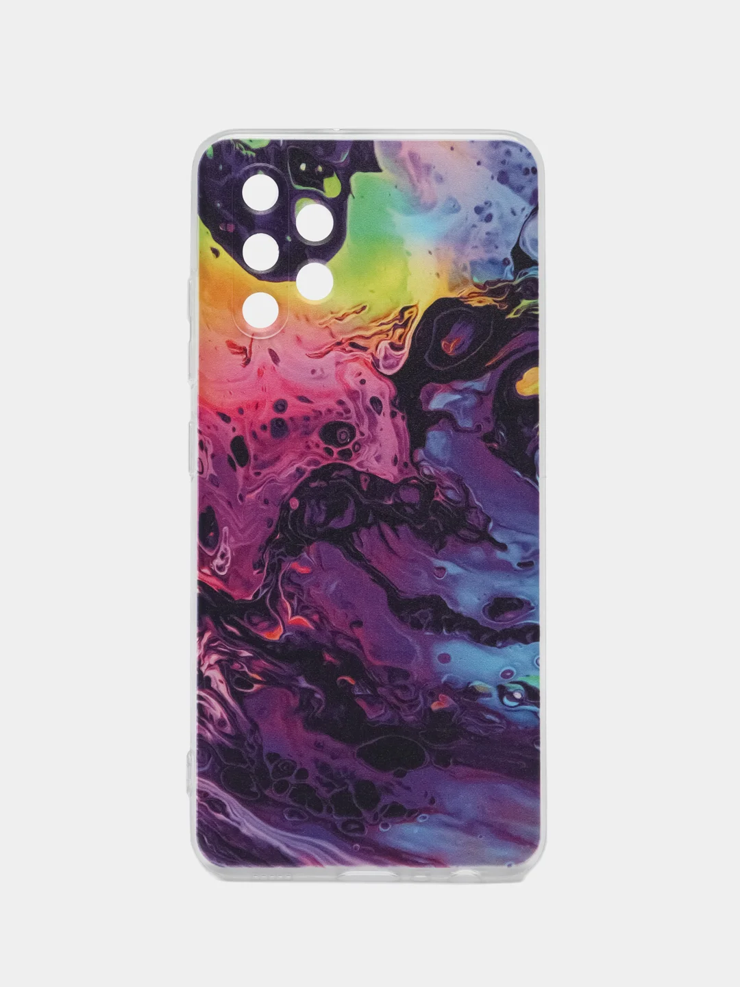 Пурпурный силиконовый чехол на Samsung Galaxy A32 / Самсунг А32 прозрачный с рисунком, защита камеры