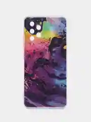 Пурпурный силиконовый чехол на Samsung Galaxy A32 / Самсунг А32 прозрачный с рисунком, защита камеры