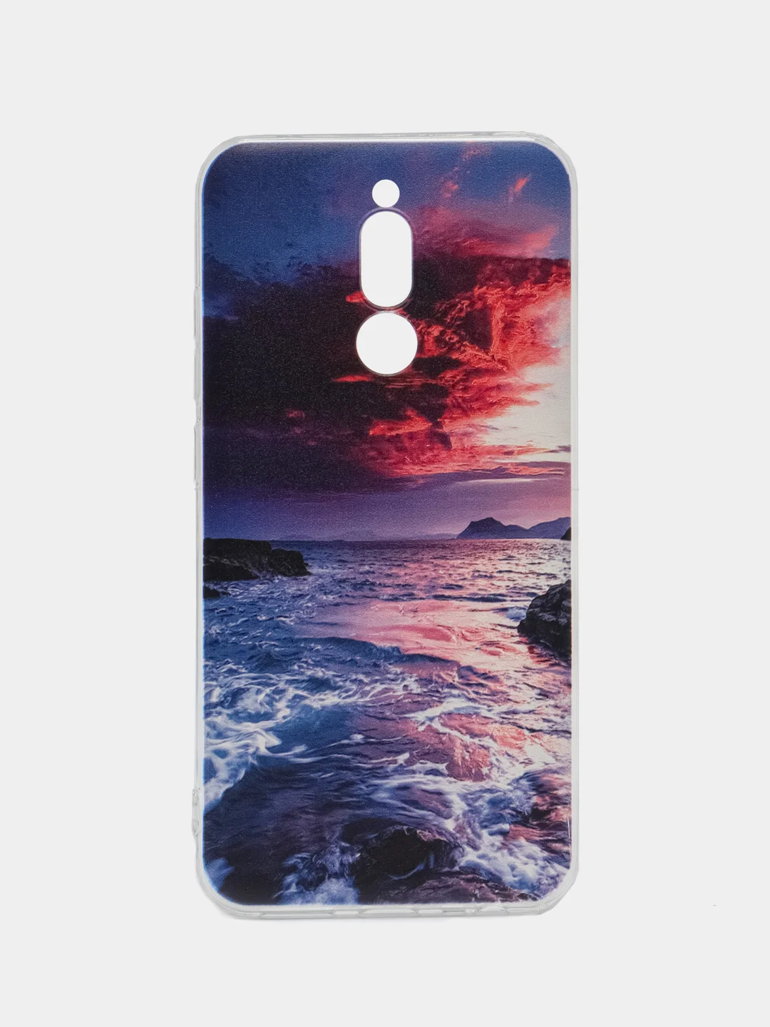 Фиолетовый силиконовый чехол на Xiaomi Redmi 8 / Сяоми Редми 8 прозрачный, с рисунком, защита камеры