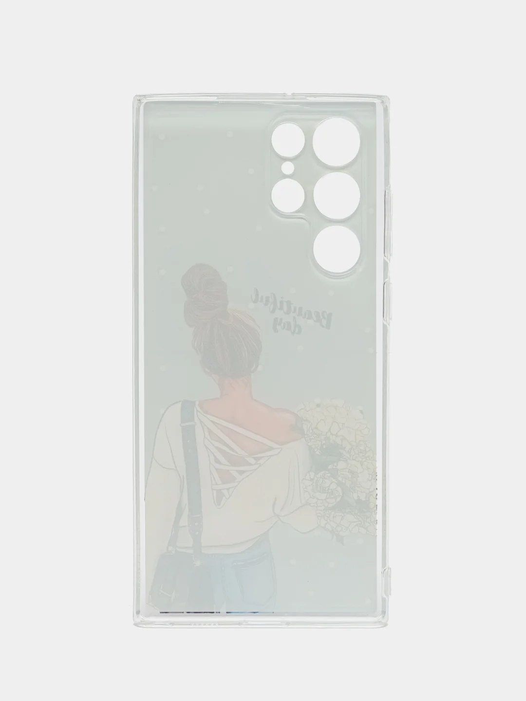 Тёмно-серый чехол на Samsung Galaxy S22 Ultra / Самсунг S22 Ultra прозрачный с рисунком, защита камеры