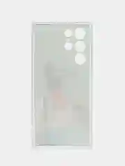 Тёмно-серый чехол на Samsung Galaxy S22 Ultra / Самсунг S22 Ultra прозрачный с рисунком, защита камеры