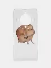 Бежевый силиконовый чехол на Honor X9A / Хонор X9A прозрачный, с рисунком, защита камеры