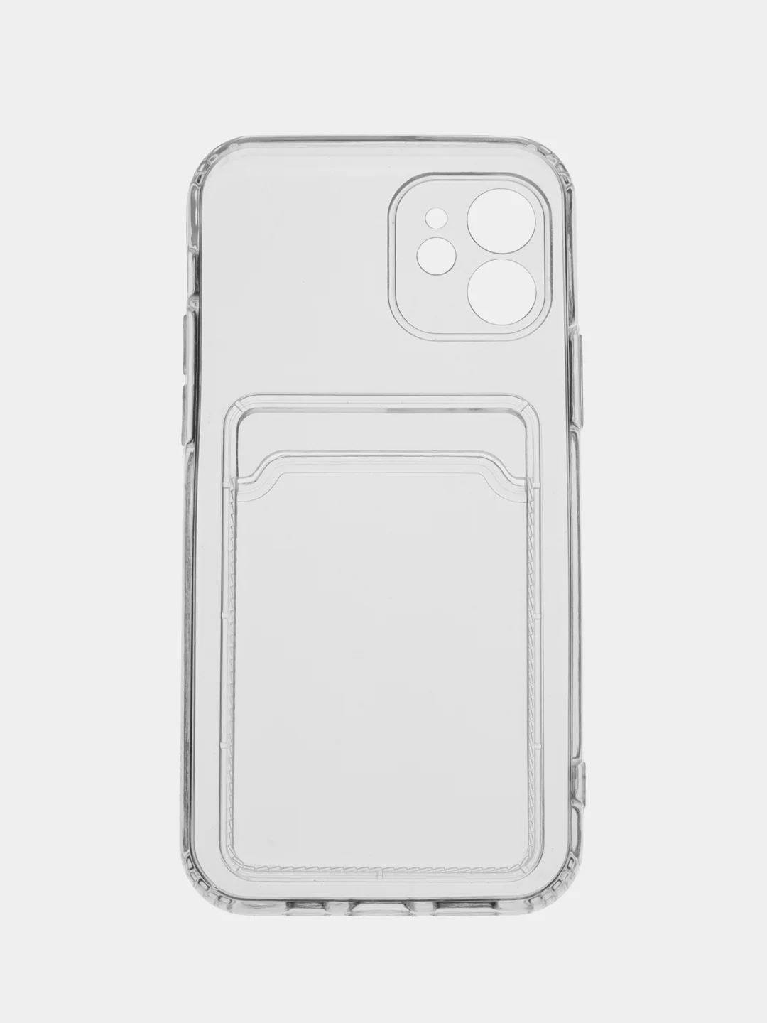 Силиконовый чехол для iPhone XR, 11, 12, 13, Pro, Pro Max с карманом для карт прозрачный