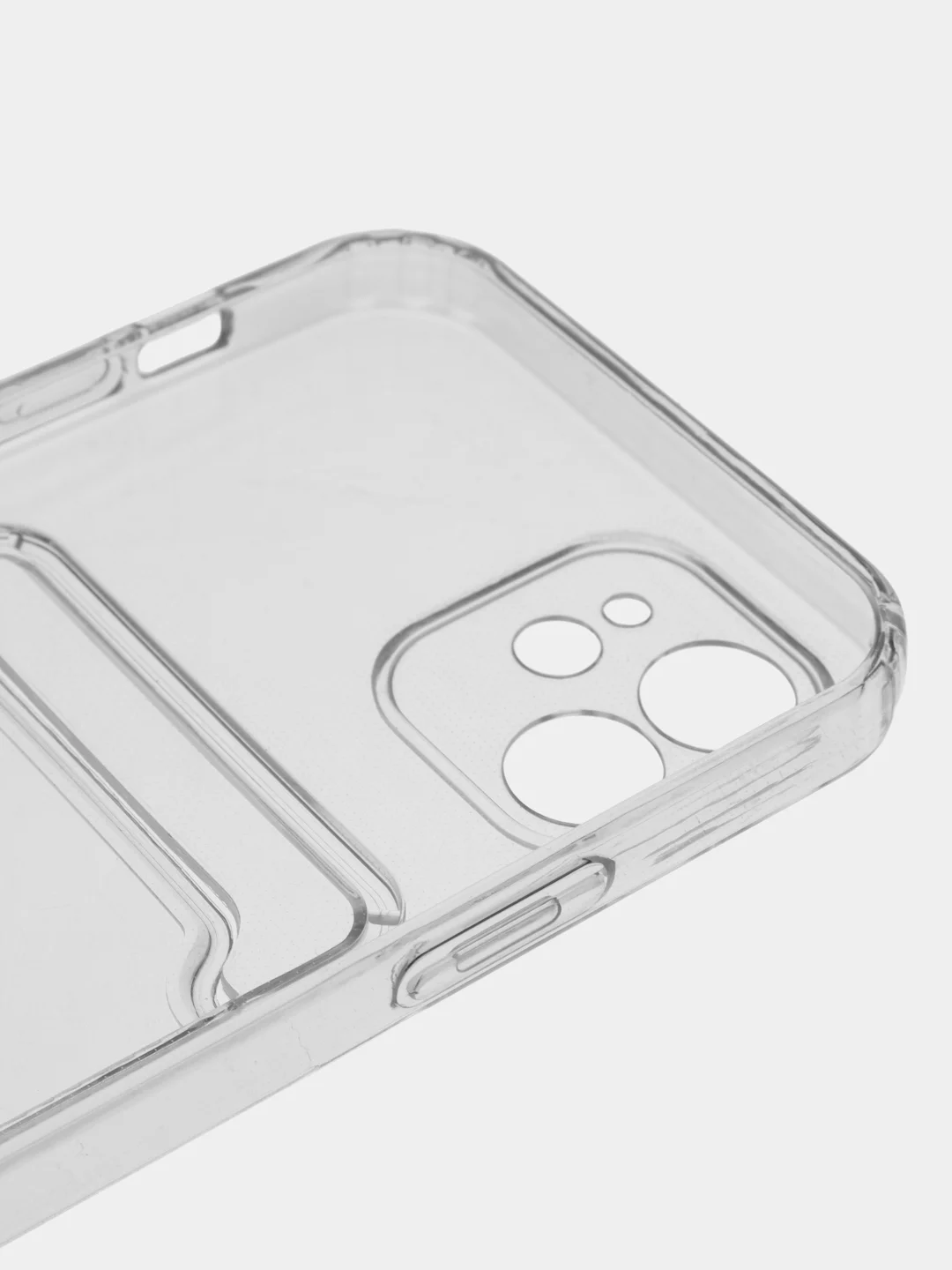 Силиконовый чехол для iPhone XR, 11, 12, 13, Pro, Pro Max с карманом для карт прозрачный