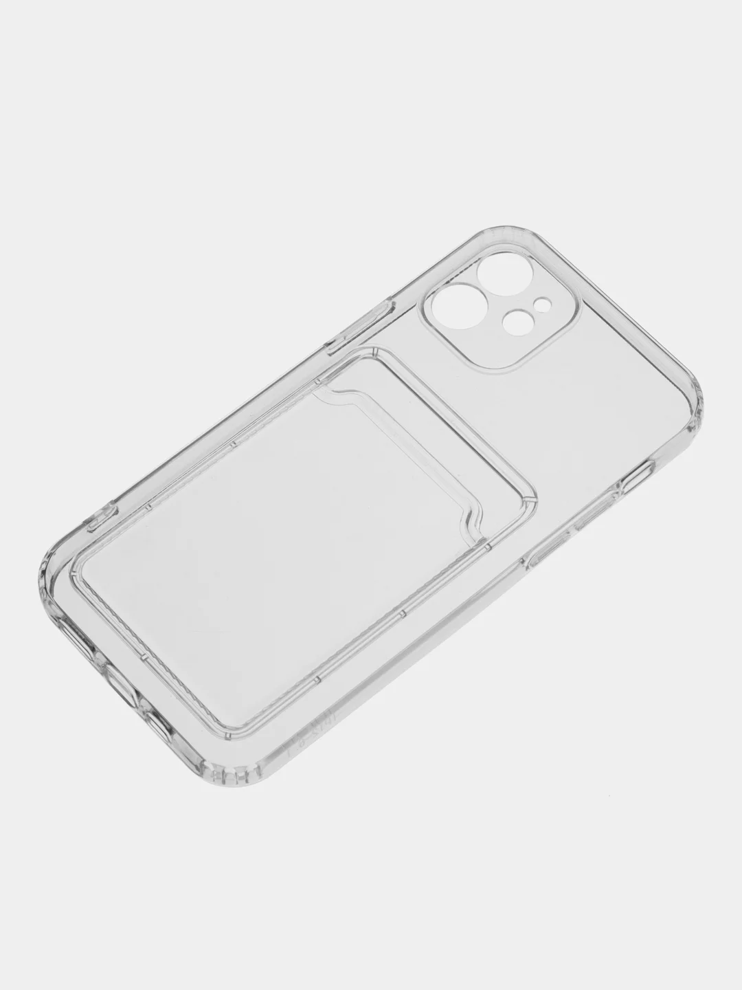 Силиконовый чехол для iPhone XR, 11, 12, 13, Pro, Pro Max с карманом для карт прозрачный