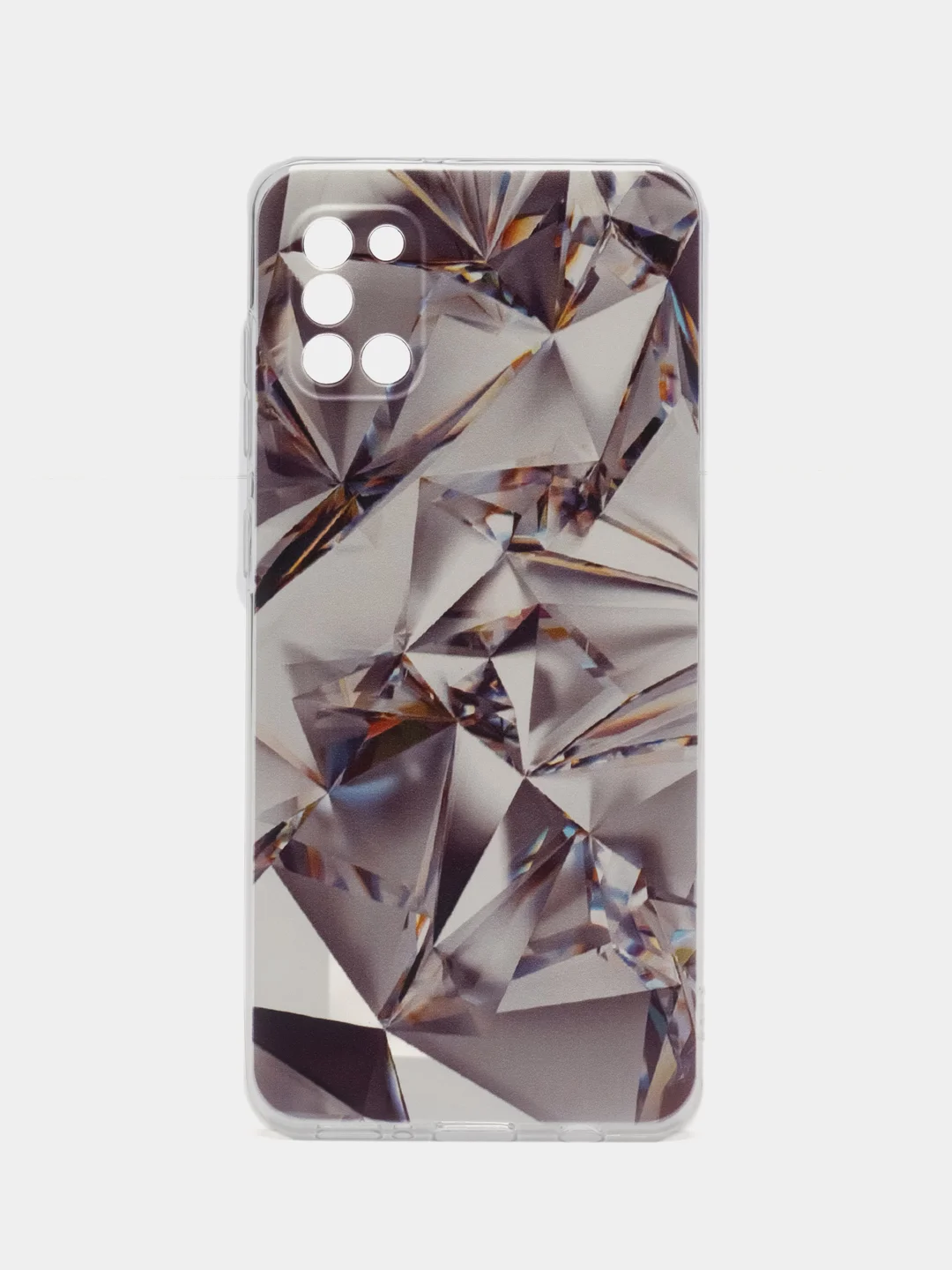 Серый металлик силиконовый чехол на Samsung Galaxy A31 / Самсунг А31 прозрачный с рисунком, защита камеры