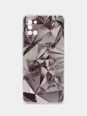 Серый металлик силиконовый чехол на Samsung Galaxy A31 / Самсунг А31 прозрачный с рисунком, защита камеры