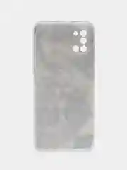 Серый металлик силиконовый чехол на Samsung Galaxy A31 / Самсунг А31 прозрачный с рисунком, защита камеры