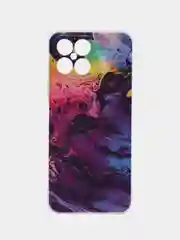 Пурпурный силиконовый чехол на Honor X8 / Хонор Х8 прозрачный, с рисунком, защита камеры