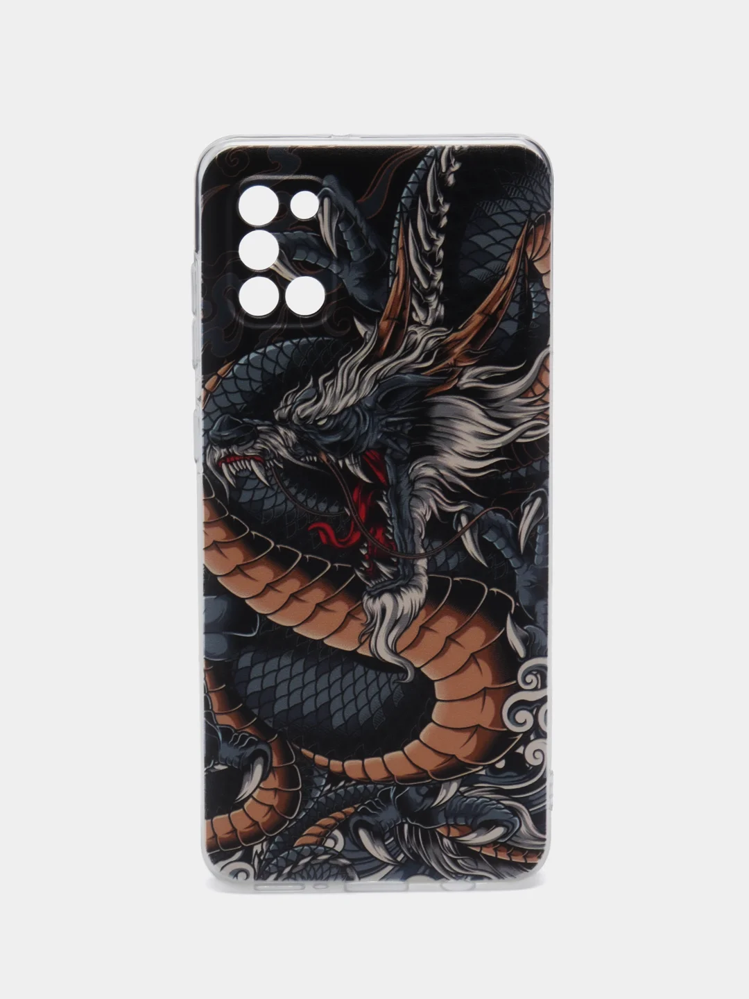 Коричневый силиконовый чехол на Samsung Galaxy A31 / Самсунг А31 прозрачный с рисунком, защита камеры