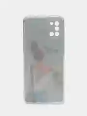 Тёмно-серый силиконовый чехол на Samsung Galaxy A31 / Самсунг А31 прозрачный с рисунком, защита камеры