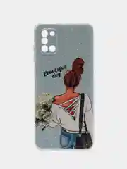 Тёмно-серый силиконовый чехол на Samsung Galaxy A31 / Самсунг А31 прозрачный с рисунком, защита камеры