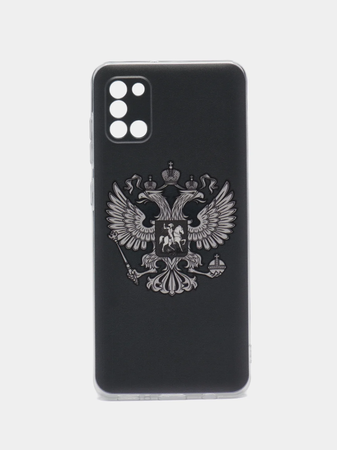 Приглушённый хаки силиконовый чехол на Samsung Galaxy A31 / Самсунг А31 прозрачный с рисунком, защита камеры