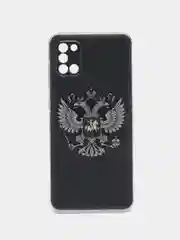 Приглушённый хаки силиконовый чехол на Samsung Galaxy A31 / Самсунг А31 прозрачный с рисунком, защита камеры
