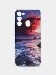 Фиолетовый чехол на Tecno Spark Go 2022/8C/9 / Текно Спарк Гоу 2022/8С/9 прозрачный, с рисунком