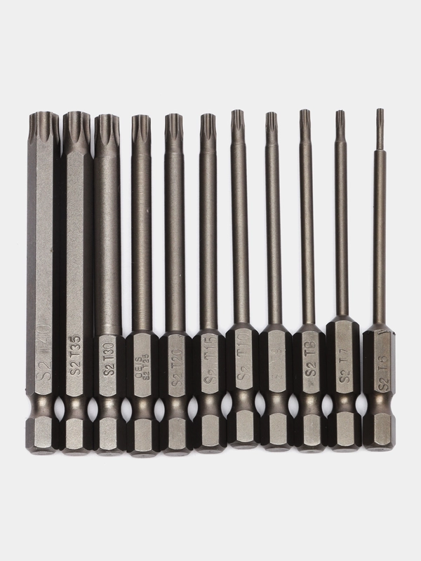 Биты TORX 11 шт с отверстием в центре