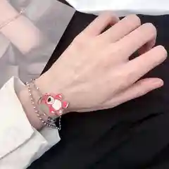 Браслет с подвеской женский, детский "Розовый мишка"