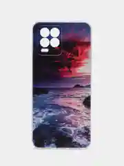 Фиолетовый силиконовый чехол на Oppo Realme 8/8 Pro / Оппо Реалми 8/8 Про прозрачный, с рисунком