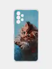 Светло-коричневый силиконовый чехол на Samsung Galaxy A13 4G / Самсунг А13 4G прозрачный, с рисунком