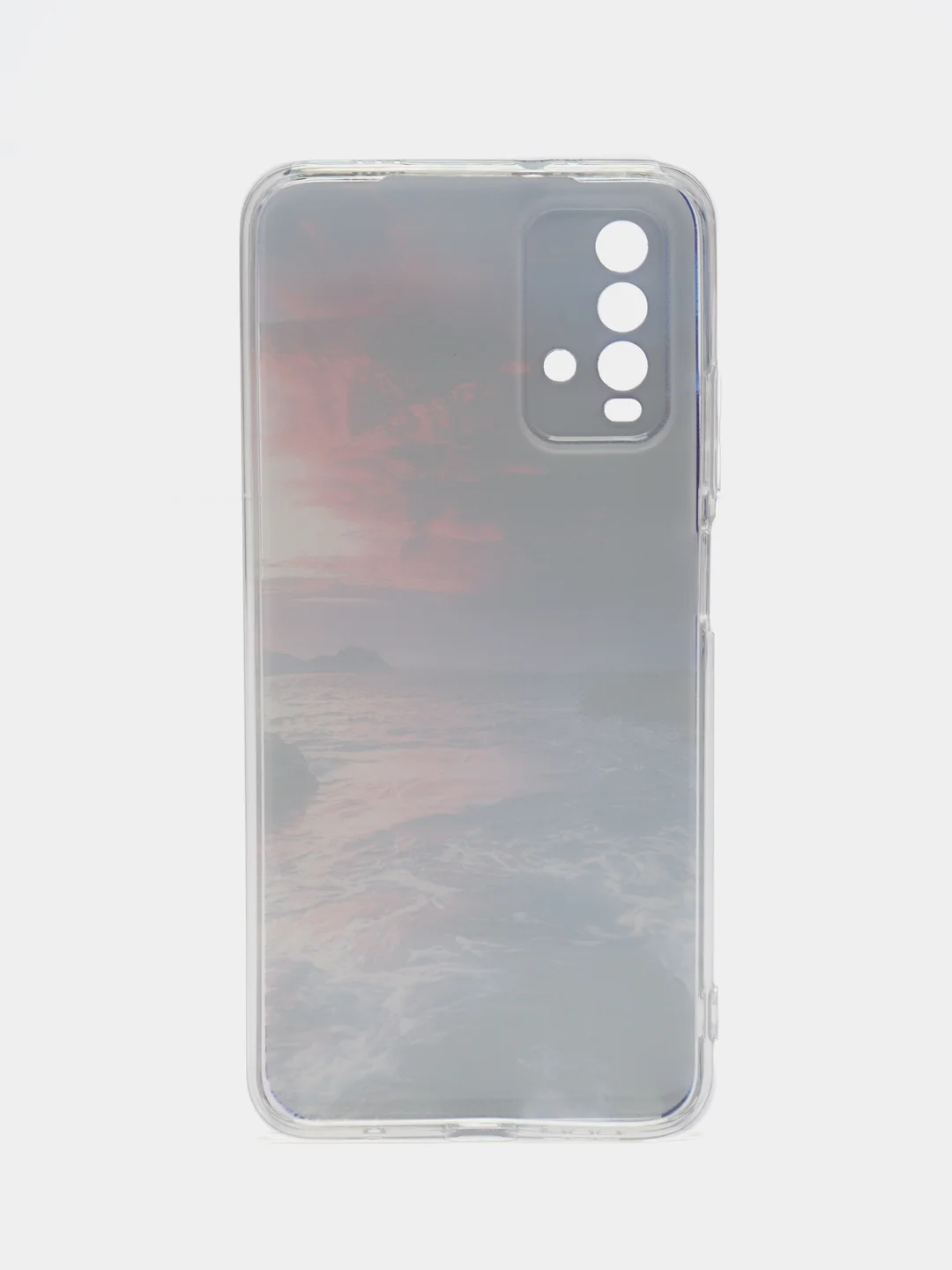 Фиолетовый силиконовый чехол на Xiaomi Redmi 9T / Редми 9Т прозрачный, с рисунком, защита камеры