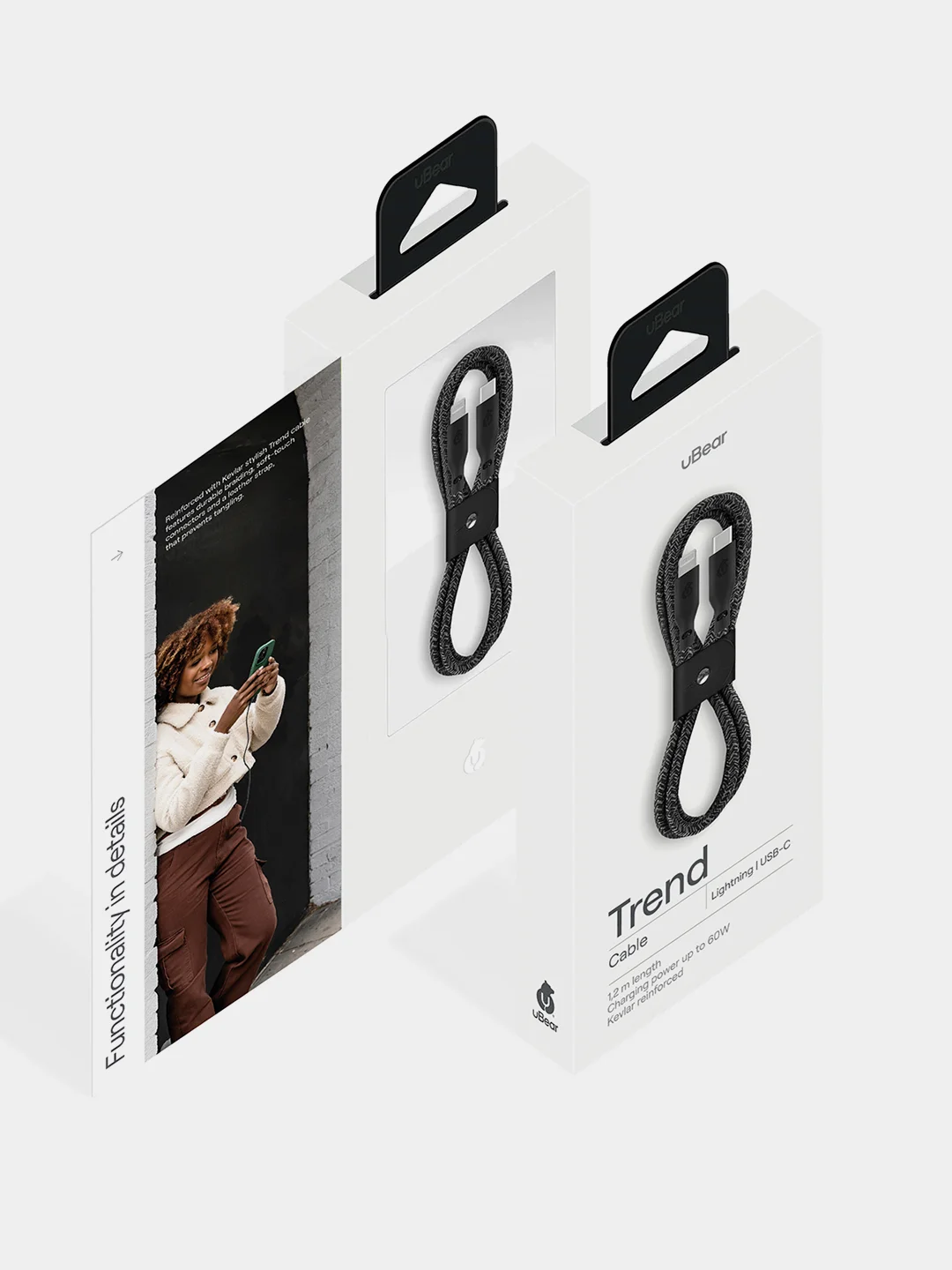 Темно-синий кабель зарядный uBear Trend USB-C / Lightning 1,2 метра