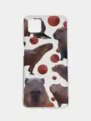 Терракотовый чехол на Samsung Galaxy A12/M12 / Самсунг А12/М12 прозрачный, с рисунком, защита камеры