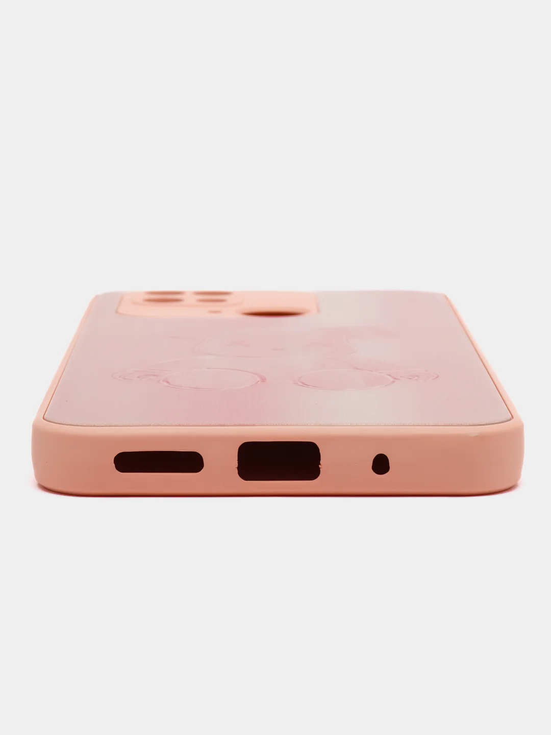 Коралловый меланж накладка для Xiaomi Redmi 10C/Poco C40, стекло с рисунком "Bear", защита камеры