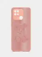 Коралловый меланж накладка для Xiaomi Redmi 10C/Poco C40, стекло с рисунком "Bear", защита камеры