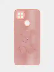 Коралловый меланж накладка для Xiaomi Redmi 9C/10A, стекло с рисунком "Bear", защита камеры