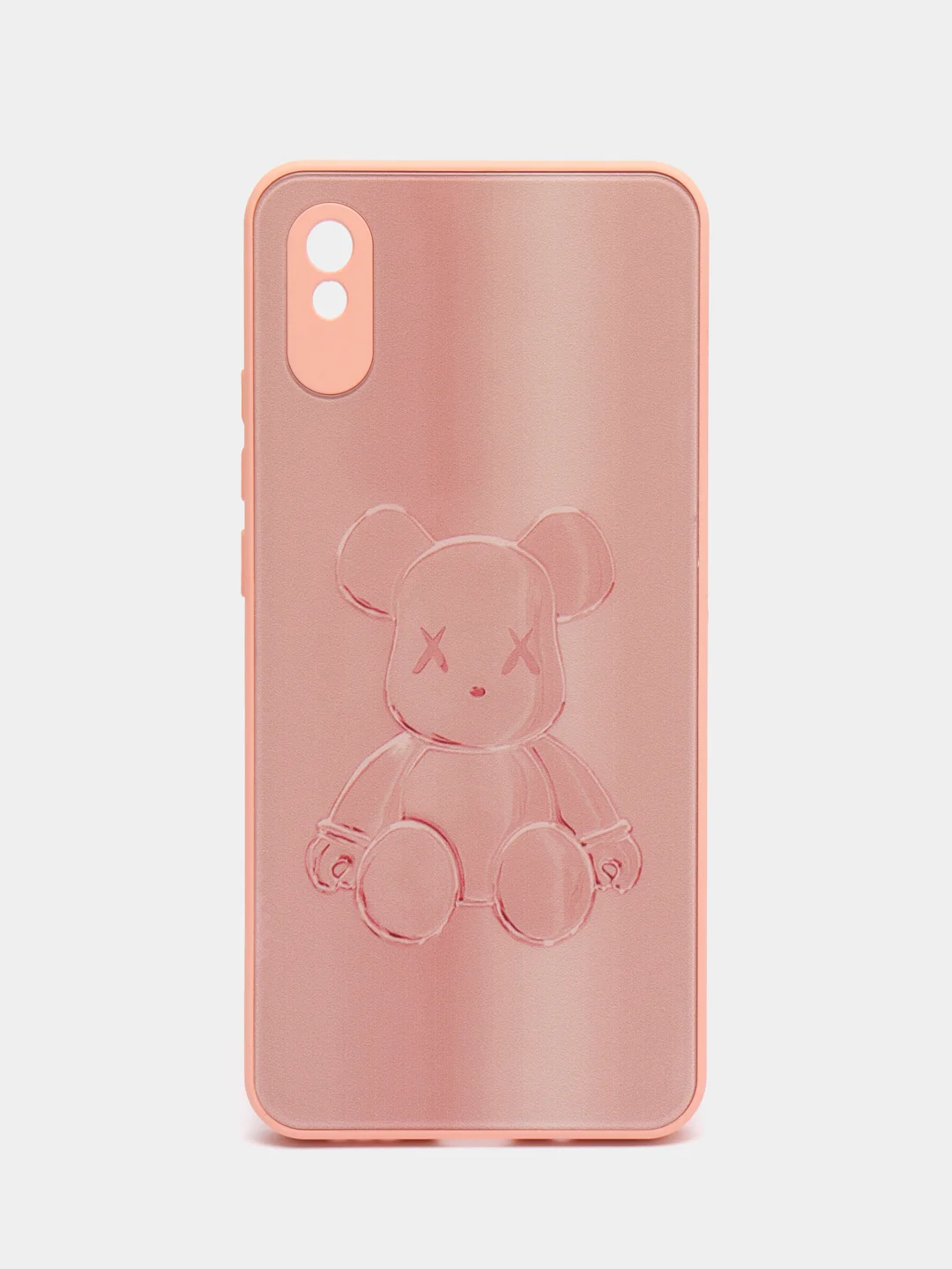 Коралловый меланж накладка для Xiaomi Redmi 9A, стекло, с рисунком "Bear", защита камеры