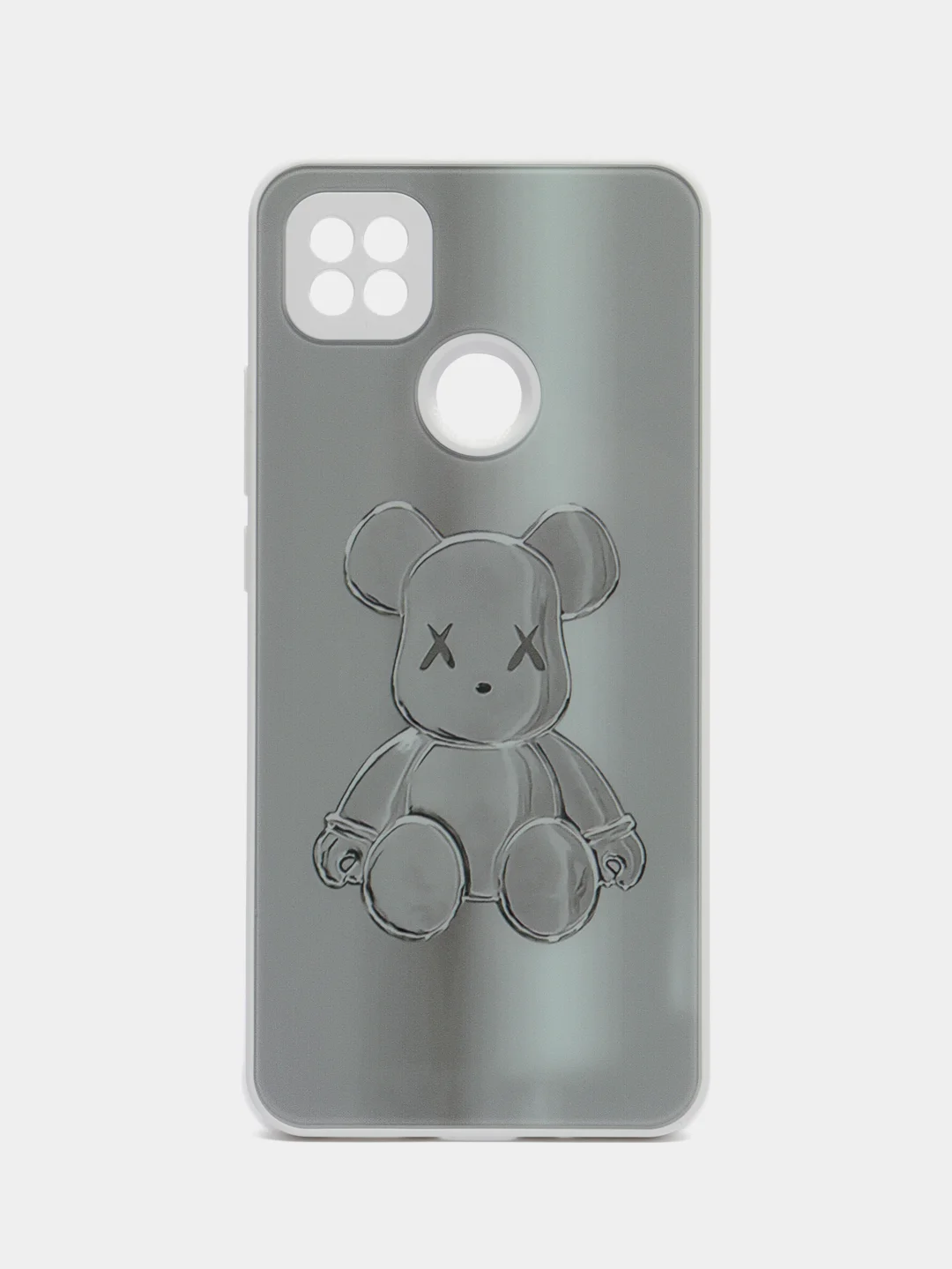 Серебряный накладка для Xiaomi Redmi 9C/10A, стекло с рисунком "Bear", защита камеры