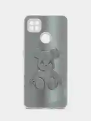 Серебряный накладка для Xiaomi Redmi 9C/10A, стекло с рисунком "Bear", защита камеры