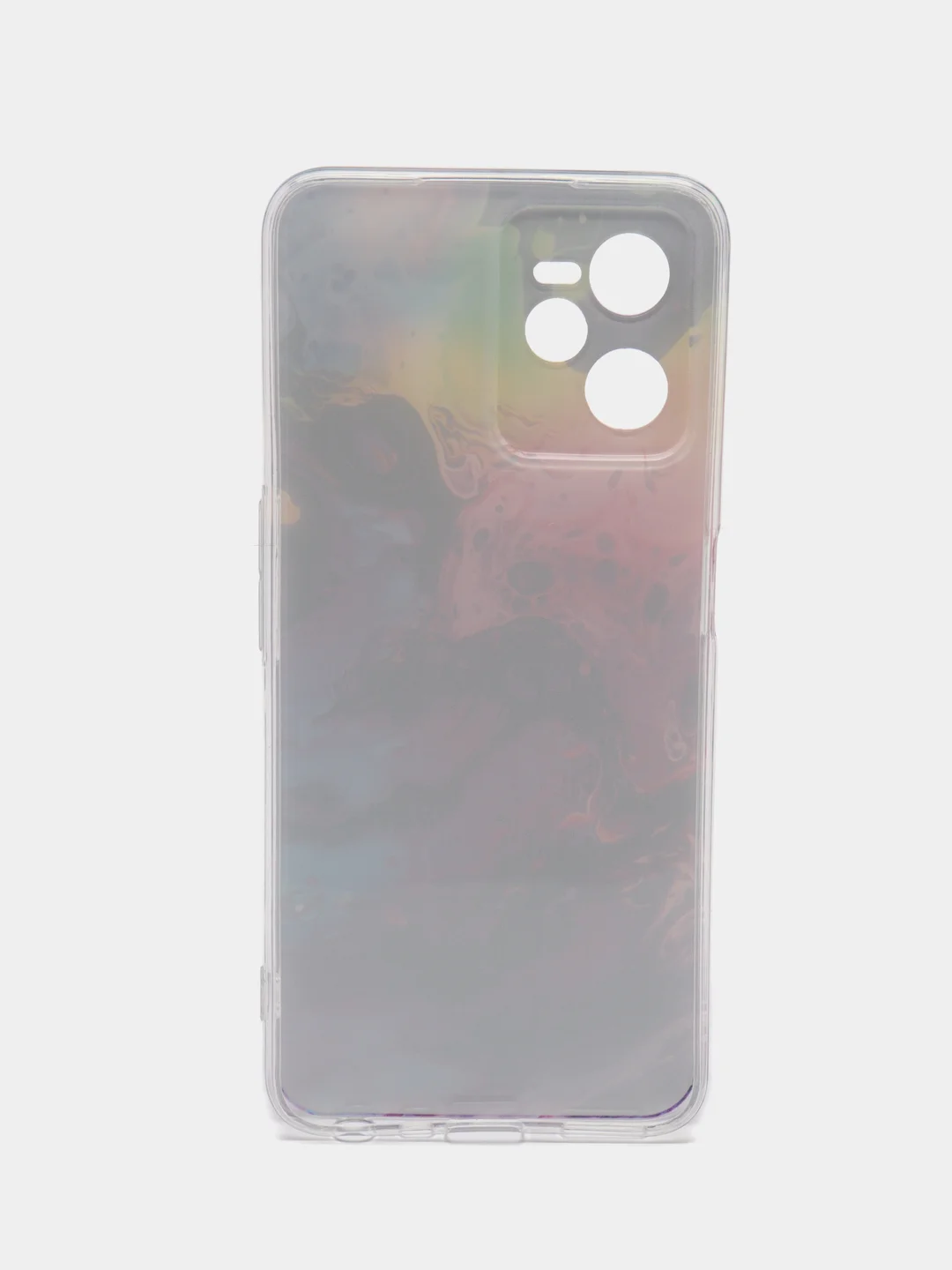 Пурпурный силиконовый чехол на Realme C35 / Реалми С35 прозрачный, с рисунком, защита камеры