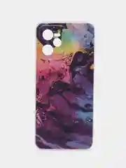 Пурпурный силиконовый чехол на Realme C35 / Реалми С35 прозрачный, с рисунком, защита камеры
