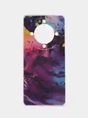 Пурпурный силиконовый чехол на Honor X9A / Хонор X9A прозрачный, с рисунком, защита камеры