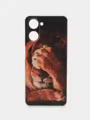 Светло-бежевый силиконовый чехол на Realme 10 4G / Реалми 10 4G прозрачный, с рисунком, защита камеры