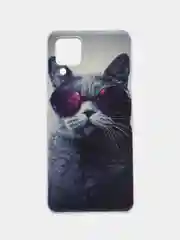 Синий меланж чехол на Samsung Galaxy A12/M12 / Самсунг А12/М12 прозрачный, с рисунком, защита камеры