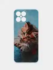 Светло-коричневый силиконовый чехол на Honor X8 / Хонор Х8 прозрачный, с рисунком, защита камеры