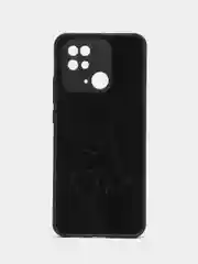 Черный накладка для Xiaomi Redmi 10C/Poco C40, стекло с рисунком "Bear", защита камеры