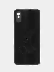 Черный накладка для Xiaomi Redmi 9A, стекло, с рисунком "Bear", защита камеры