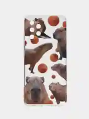Терракотовый силиконовый чехол на Samsung Galaxy A32 / Самсунг А32 прозрачный с рисунком, защита камеры