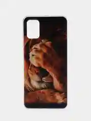Светло-бежевый силиконовый чехол на Samsung Galaxy A51 / Самсунг А51 прозрачный с рисунком, защита камеры