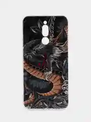 Коричневый силиконовый чехол на Xiaomi Redmi 8 / Сяоми Редми 8 прозрачный, с рисунком, защита камеры