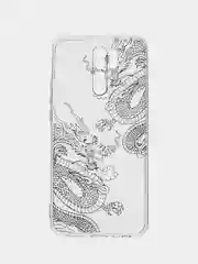 Пудровый силиконовый чехол на Xiaomi Redmi 9 / Сяоми Редми 9 прозрачный, с рисунком, защита камеры