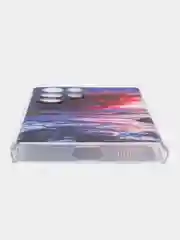 Фиолетовый чехол на Samsung Galaxy S22 Ultra / Самсунг S22 Ultra прозрачный с рисунком, защита камеры