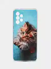 Светло-коричневый силиконовый чехол на Samsung Galaxy A52/A52s / Самсунг А52/A52s прозрачный, с рисунком