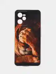 Светло-бежевый силиконовый чехол на Realme C35 / Реалми С35 прозрачный, с рисунком, защита камеры