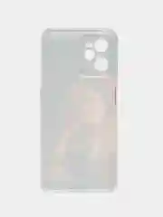 Светло-бежевый силиконовый чехол на Realme C35 / Реалми С35 прозрачный, с рисунком, защита камеры